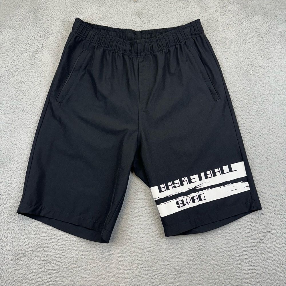 Anta Basketball‎ Shorts Mens XL Black White Spellout Swag Elastic Waist Sports